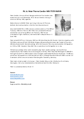 A preview of a PDF biography for Candler, Peter Thorne